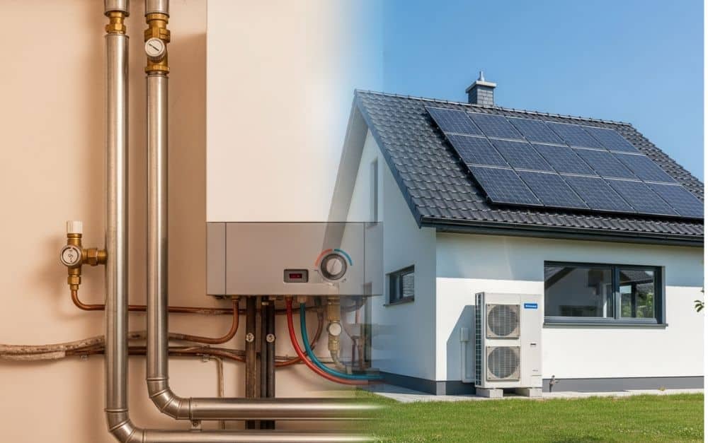 hybrid-heizen kombination aus gasheizung, waermepumpe und photovoltaik